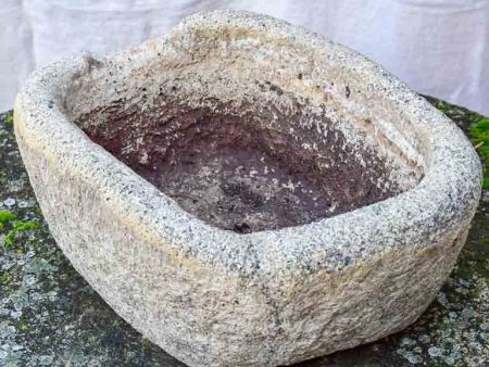 Antique French stone trough   basin 18½  x 14½  Fashion