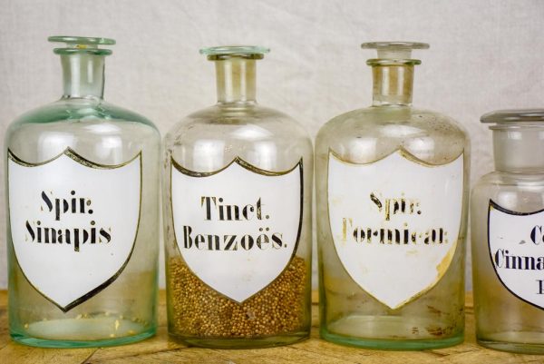 Collection of six 19th Century pharmacy jars - labelled with lids Fashion