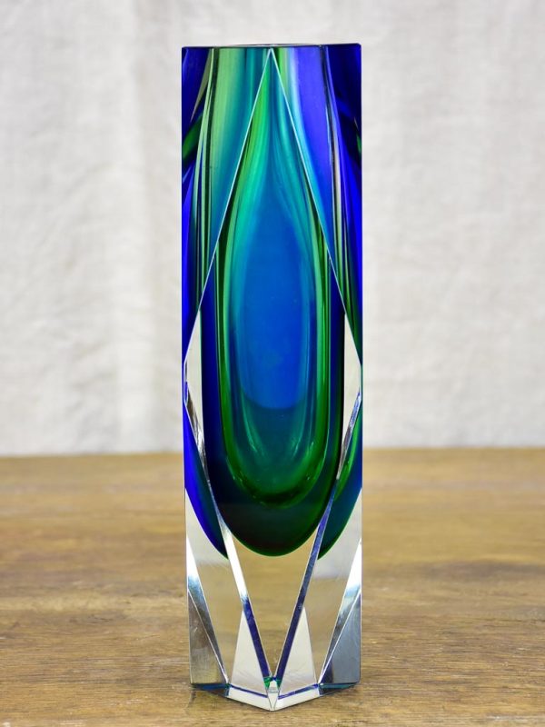 Mid-Century Murano glass vase - blue and green Supply