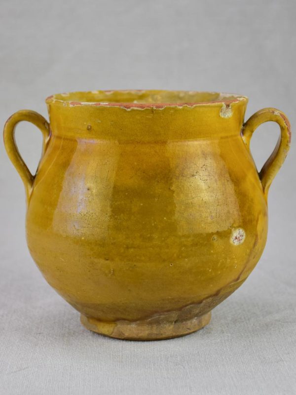 Antique French honey pot with yellow   orange glaze 6  For Sale