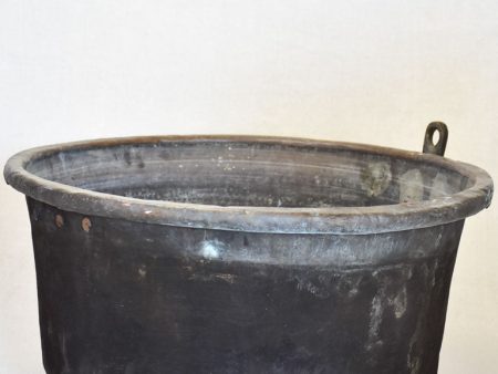 19th Century French copper cauldron with timeworn black patina 22½  For Cheap