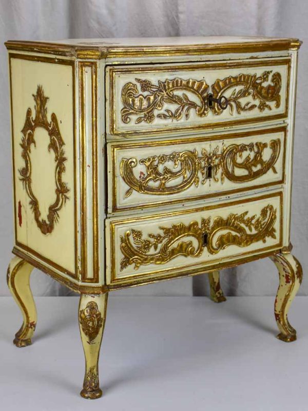 Vintage three drawer commode - carved with gilding Cheap