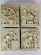 Four antique French carved stone sculptures decorated with country scenes 9½  x 8  Online Hot Sale