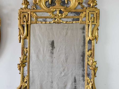 18th Century French Provincial parclose mirror - gilt with pediment 60¼  x 20¾  Online now