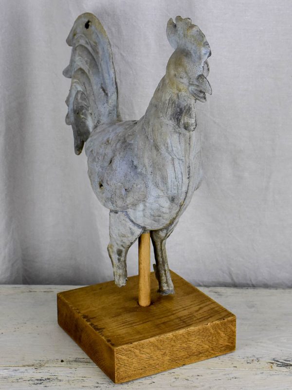 Antique French rooster from a bell tower   weathervane mounted on a wooden base For Cheap