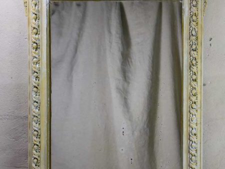 Antique French mirror with cornice and beige patina 26½  x 40½  on Sale