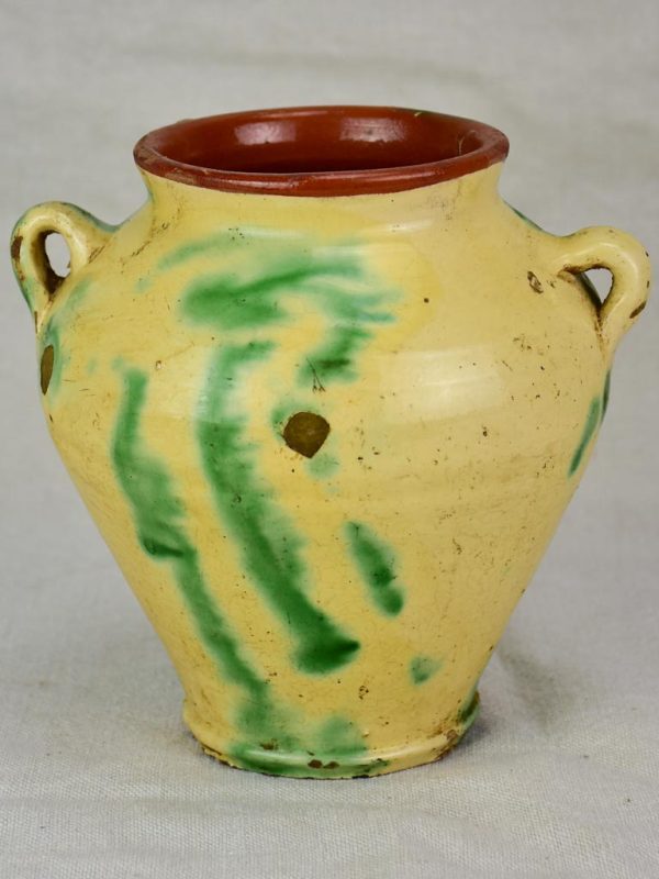 Antique confit pot - yellow and green 8  Online Sale