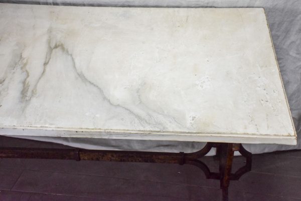 Very large 18th Century rectangular marble table with pretty iron base 74  x 35½  Discount