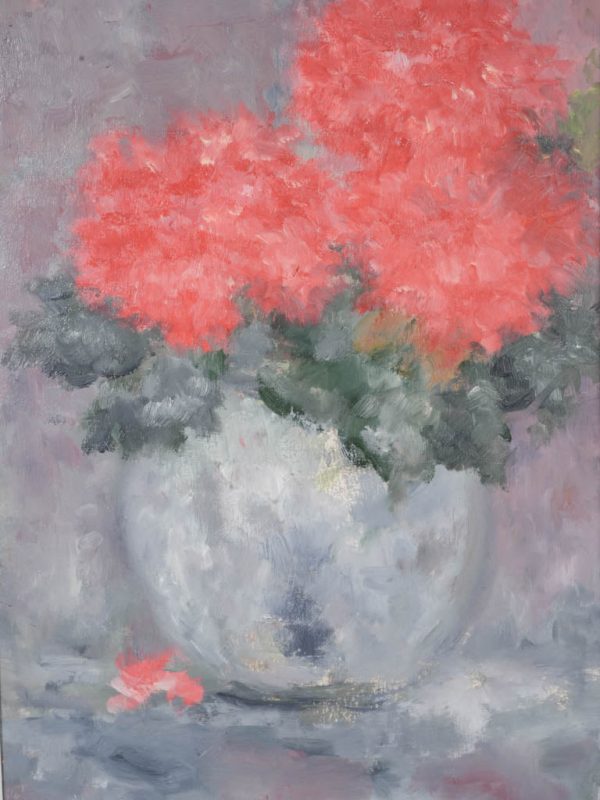 Contemporary floral painting by Karibou - “ Pivoine rouge 15¼  x 19  Online