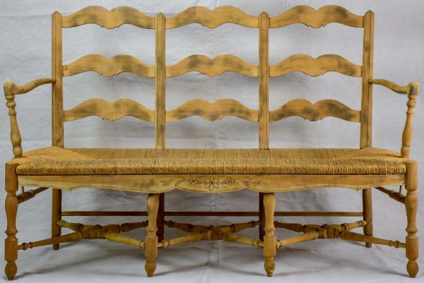 French Provincial rush banquette - three seat 57½  Online now