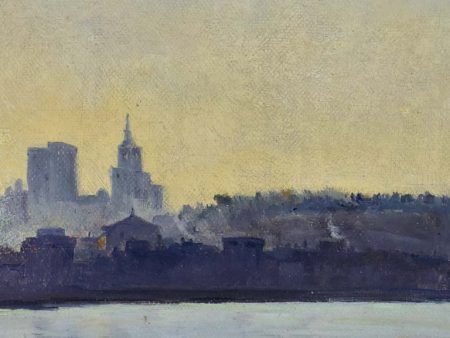 19th Century French painting of Avignon and the Palais des Papes 17¼  x 13  on Sale