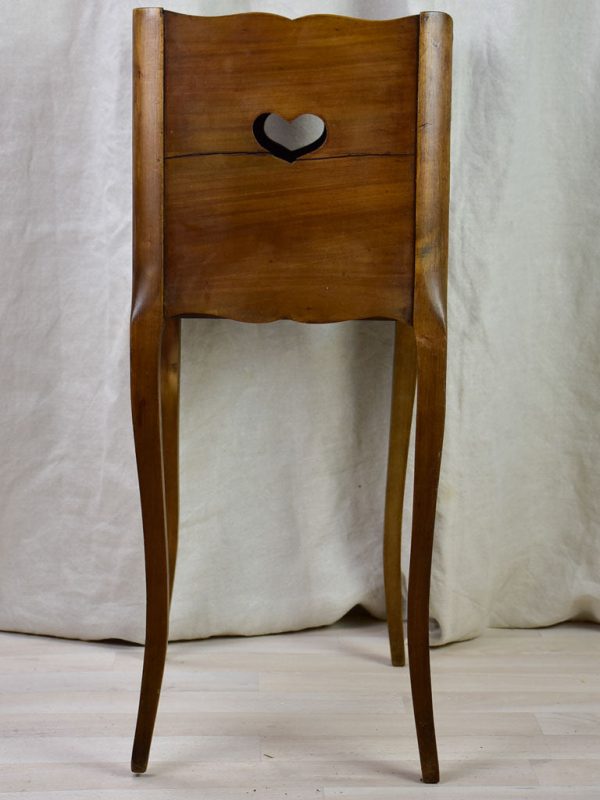 Antique French nightstand with ribbed doors and heart shaped cut out Supply