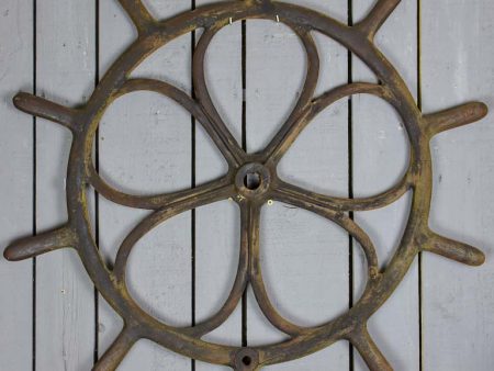 Large antique French steering wheel from a boat 40½  For Discount