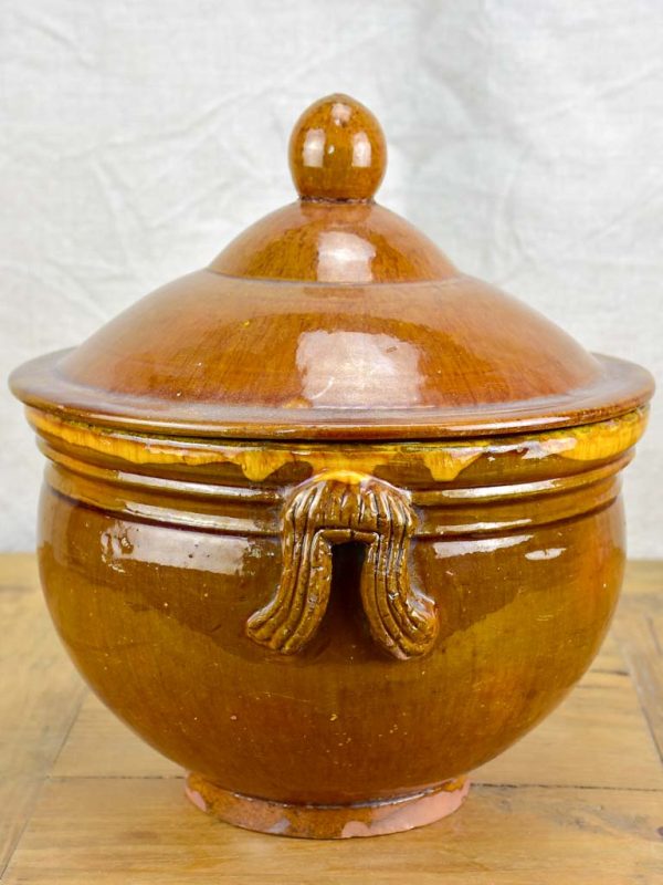 Antique French soup tureen with brown glaze For Discount