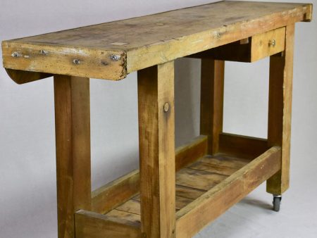 Antique French carpenter s workbench on castors 59  Discount