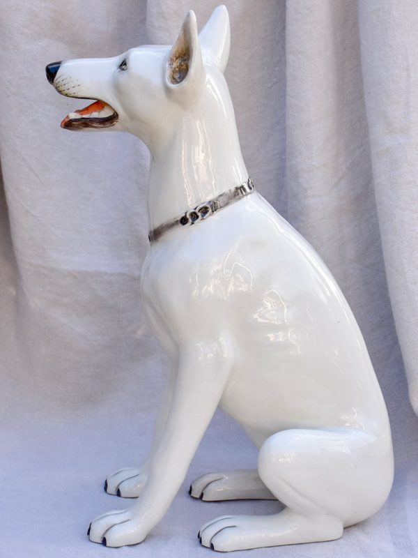 Mid century sculpture of a white dog 22½  Online now