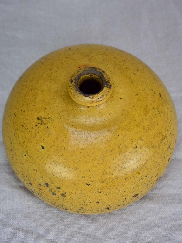 19th Century French ceramic hot water bottle with yellow glaze 7  Online Hot Sale