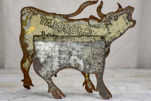 Rare tole lithograph sign of a cow - Chocolat Vinay For Discount