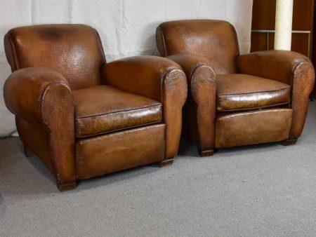 Pair of very large 1950 s French leather club chairs Hot on Sale