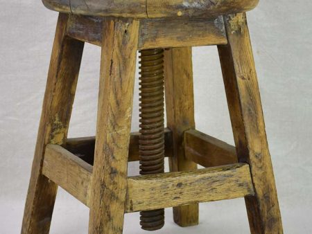 Early 20th century French oak stool - adjustable height For Cheap