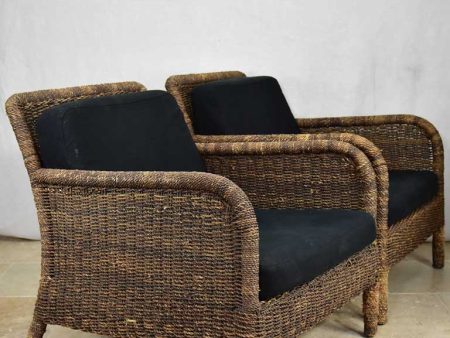 RESERVED SS Pair of vintage woven cord armchairs Hot on Sale