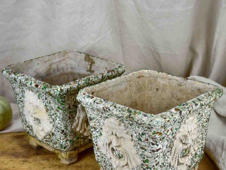 Pair of mid-century garden planters with masquerade on Sale