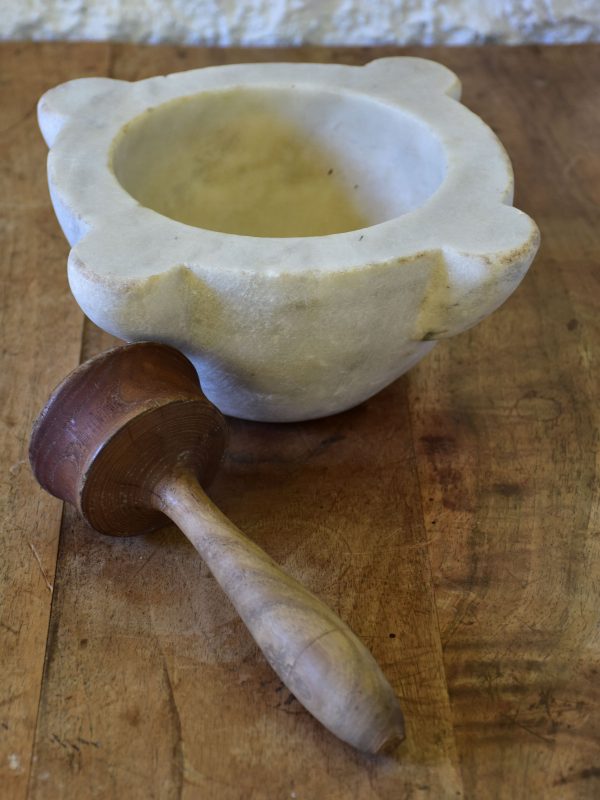 Antique French marble mortar and pestle 9¾” Hot on Sale