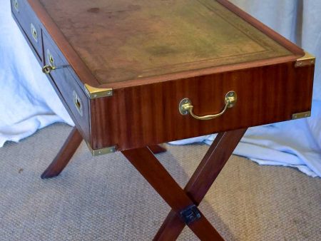 Petite 1930 s French desk - mahogany with leather 22  x 42¼  Online