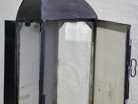 19th Century French wall lantern with black patina For Sale