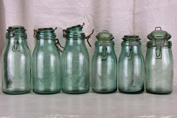 Collection of six antique French preserving jars Online now