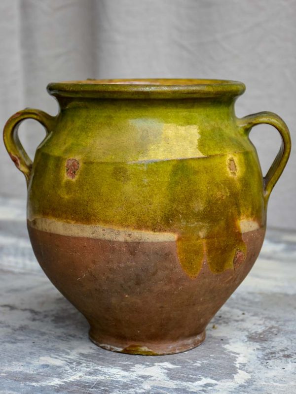 Antique French confit pot with green glaze 9  Fashion