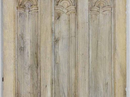 Late 19th Century French oak carved door with three perspective panels 32  x 25¼  For Sale