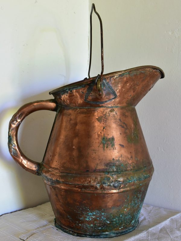 Antique French copper watering can   water pitcher Online now