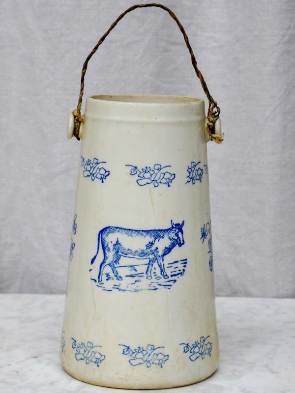 Antique French milk pitcher with cow and flowers Fashion