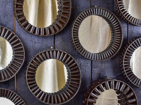 Round mirrors made from salvaged industrial materials For Sale