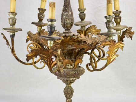 Antique French tole chandelier with leaf decorations For Discount