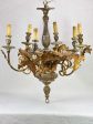 Antique French tole chandelier with leaf decorations For Discount