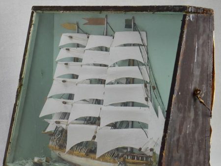 19th Century French model boat presented in glass and timber case 21¼  x 15¼  Online now