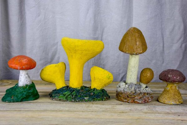 Collection of vintage wild mushroom sculptures - cement For Discount