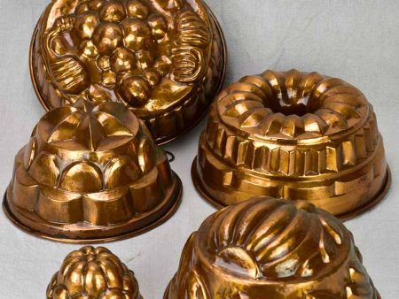 Collection of five late 18th   early 19th century copper cake molds Online Sale