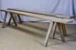 Pair of rustic antique French benches with splayed feet For Sale