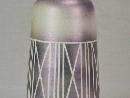 Vintage vase - grey, purple and pink 10¾  For Sale