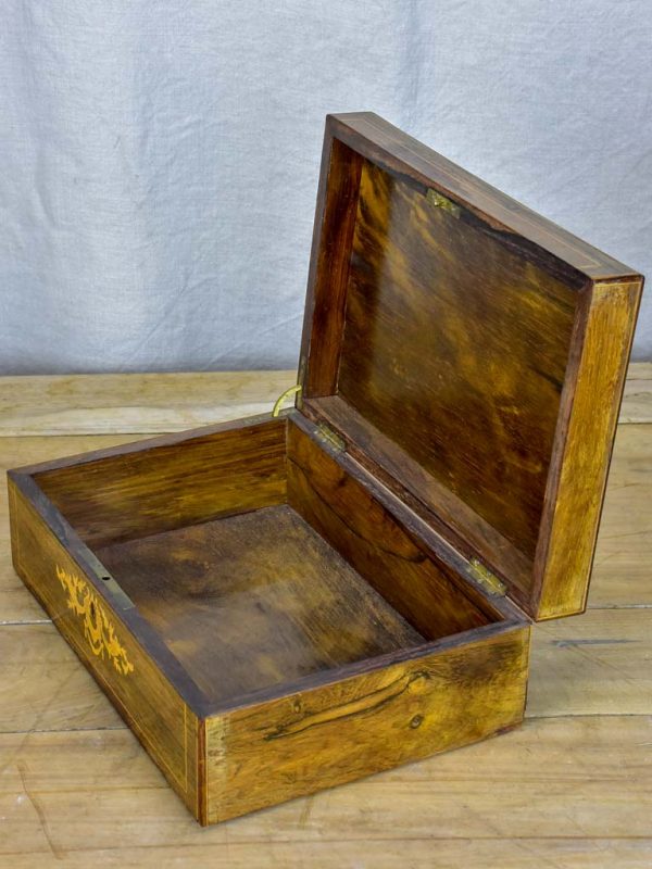 Antique French marquetry storage box on Sale