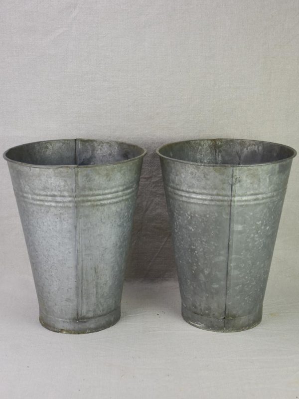 Two vintage zinc florist vases - large & watertight 14¼  For Discount