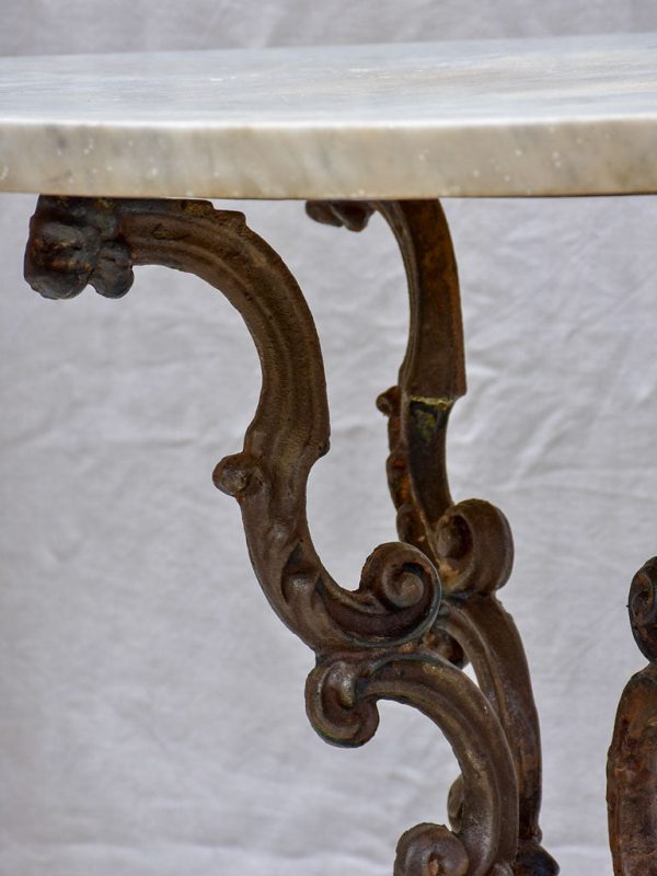 19th Century Italian marble top garden table with cast iron base Online now