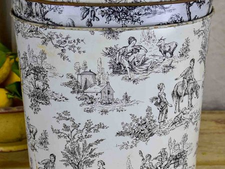 Vintage French waste paper basket - Toile de Jouy Online Sale