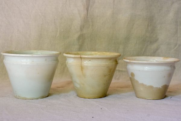 Collection of three antique French earthenware confiture pots Online Sale