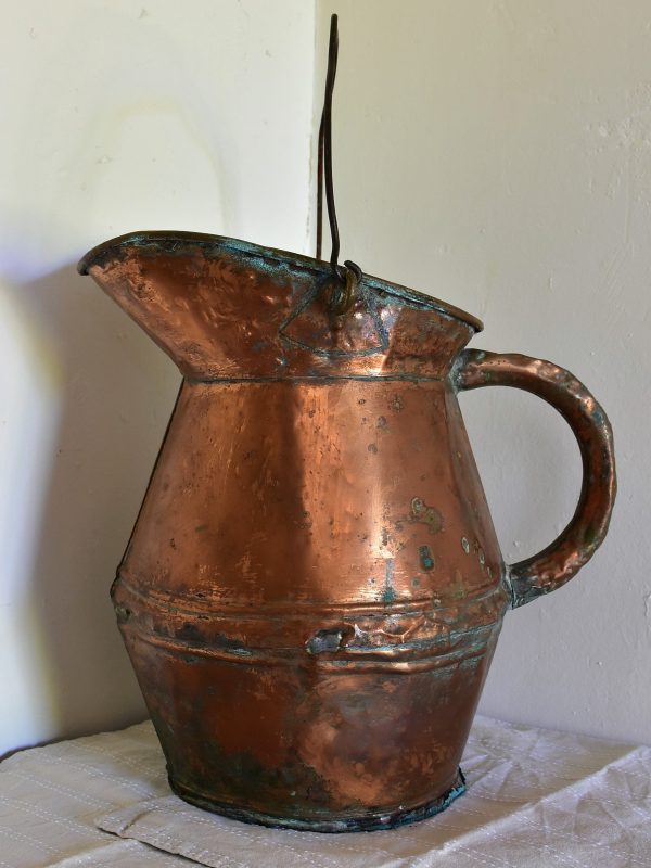 Antique French copper watering can   water pitcher Online now