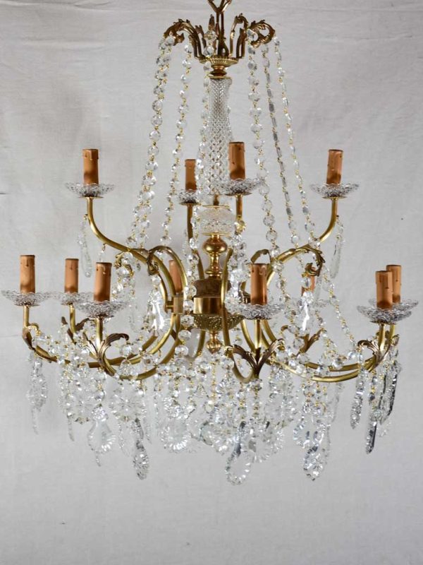 Crystal and brass 12 light chandeliers from the 1940 s - 27½  x 43¼  Hot on Sale