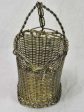 Antique French bottle carrier - woven metal For Sale